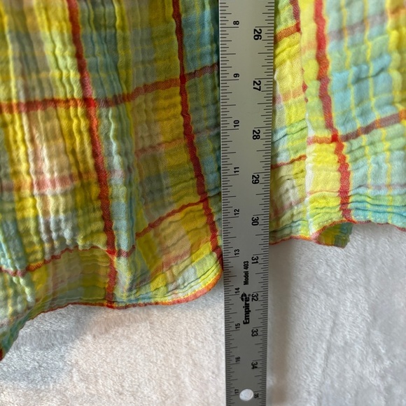 Anthropologie womens yellow green casual Plaid Ruffle Mini‎ tank Dress size XS - Picture 3 of 9